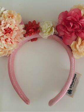 Disney Parks Floral Minnie Ears Pink 🌸🌼 Authentic Headband Flower Design Cute